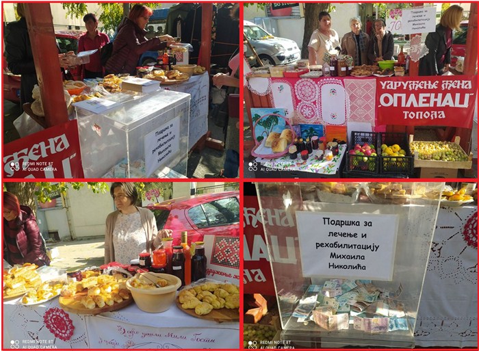 Udruženje žena OPLENAC na vašaru organizovalo HUMANITARNU prodaju hrane za malog Mihaila Nikolića iz Topole
