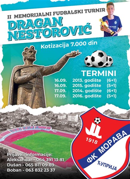 Drugi memorijalni turnir „Dragan Nestorović“ za vikend u Ćupriji