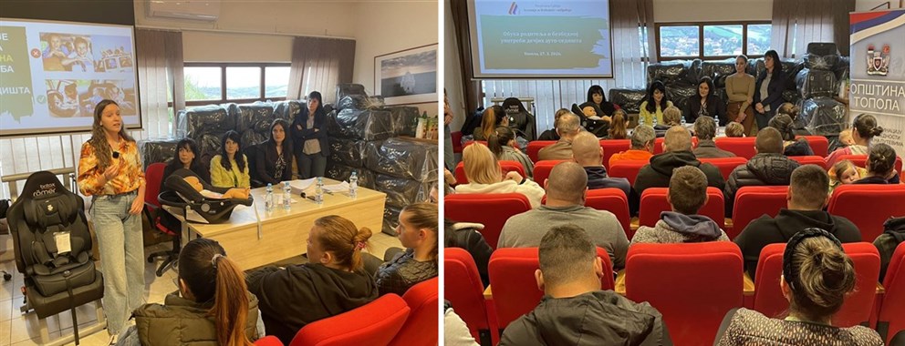 U Topoli podeljeno 66 autosedišta za decu- Roditeljima uručila Jelena Jovanović, zamenica predsednice opštine